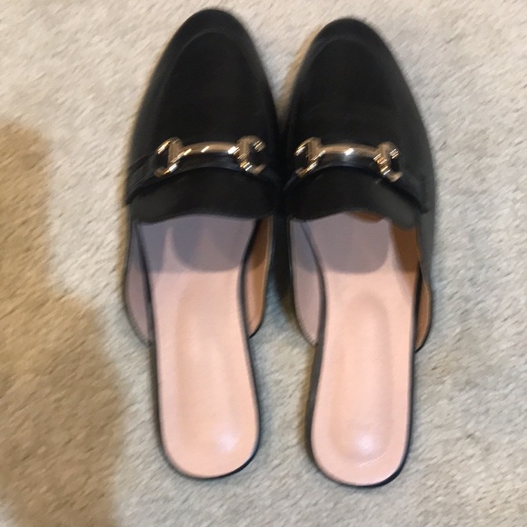 Trendy Black Slip On Flat Mules w/ Gold Hardware-EU Size 43/US Size 10 - Picture 2 of 9
